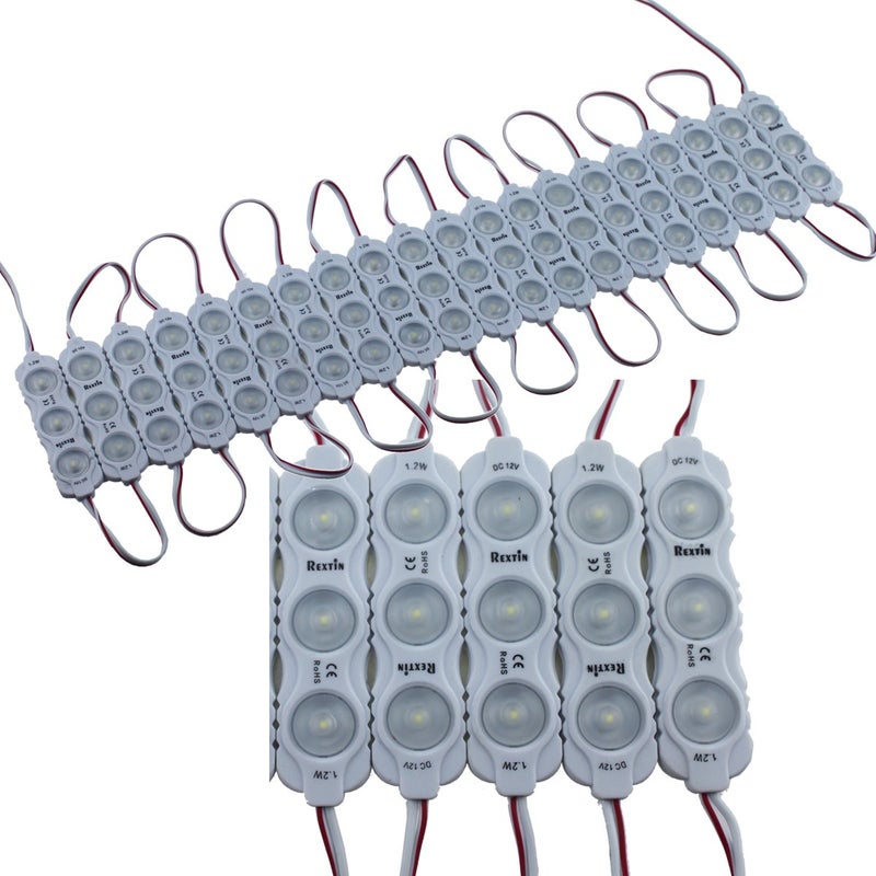 Rextin Super bright 200pcs New Model 2835 3 LED Module 120-150LM Per module Waterproof Decorative Light for Letter Sign Advertising Signs with Tape Adhesive Backside (Green) - Image 2